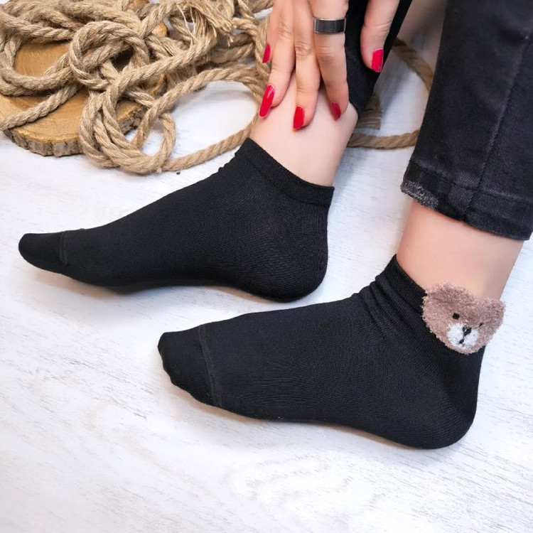 جوراب مچی زنانه طرح گوشدار خرسی تدی بوکله