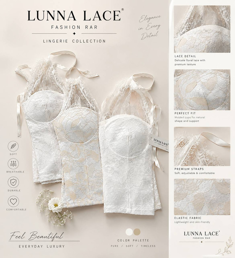 تاپ کورست گیپور مجلسی یقه هالتر لونا لیس (Lunna Lace) مدل آئورا